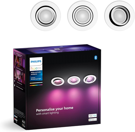 3x LED svítidlo pro zapuštěnou montáž 4,2 W 400 lm IP20 Bílá a barevná Ambiance RGB + TW White Smart SMART Zigbee Bluetooth Centura Philips HUE
