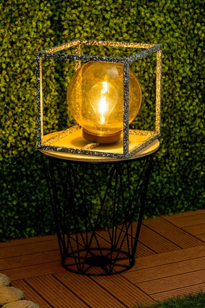 LED solární lampa Venkovní zahradní stojící lucerna 3000K IP44 23cm soumrakový senzor