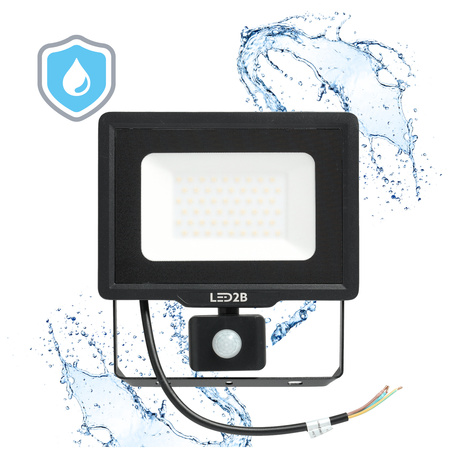 Venkovní LED reflektor Zahrada 50W 4250lm 6500K Cold 120° se senzorem pohybu a soumraku IP65 Black MHC Kobi