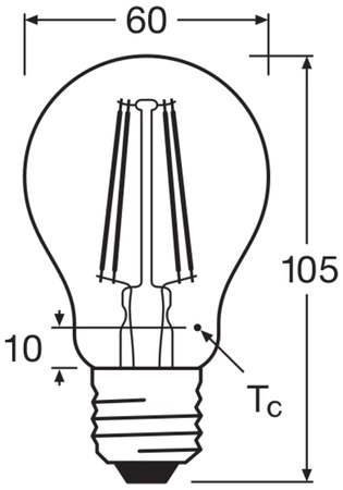 LED žárovka E27 A60 7W = 60W 806lm 2700K teplá bílá 300° Filament BASE Osram