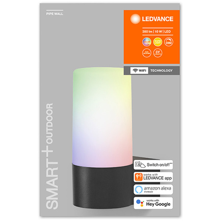 LED fasádní nástěnné svítidlo INTELLIGENT 10W 380 lm Teplá bílá barva světla + RGB SMART + WiFi PIPE WALL LEDVANCE