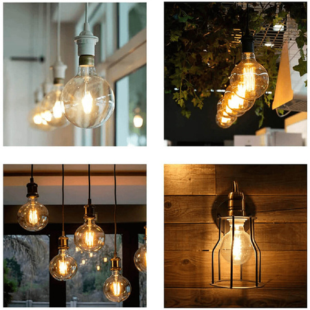 3x Dekorativní Kulatá Žárovka LED E27, G95 6W = 50W 420lm 2200K Teplá bílá 360° Filament Globe Smokey LUMILED