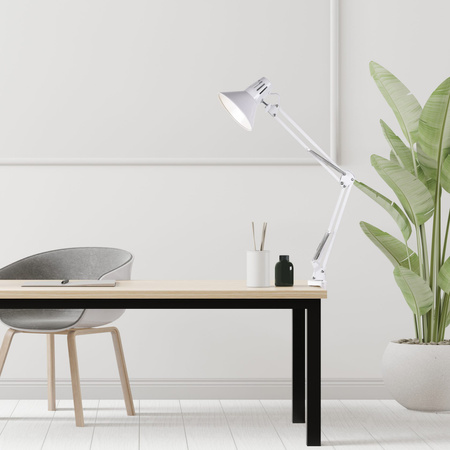 Stolní lampa E27 bílá Pracovník Sanico Goldlux