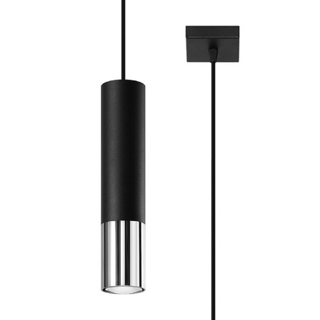 LOOPEZ 1 GU10 Závěsné stropní svítidlo Elegant Black Chrome SOLLUX