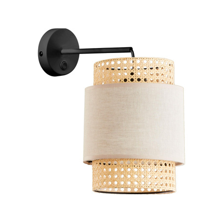 BOHO NATURE Ratanové nástěnné svítidlo v černo-béžovém boho stylu E27 6302 TK Lighting
