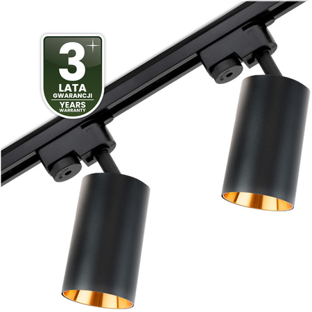 Osvětlovací lišta 1m + 2x reflektor lištový, GU10 Černá Zlatý SAGI LUMILED