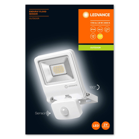 Reflektor LED 20W 1700lm 3000K IP44 White se senzorem pohybu LEDVANCE Floodlight Endura