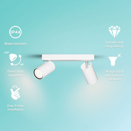 Reflektorové stropní svítidlo 2x GU10 IP44 bílé Kosipo Philips