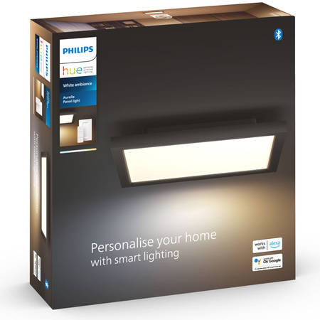 Povrchový LED panel Aurelle Black 19W CCT 30cm PHILIPS HUE Bluetooth + stmívač