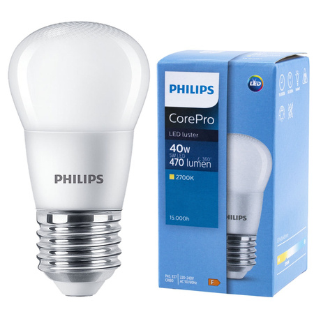 LED žárovka E27 5W = 40W 470lm 2700K Teplá bílá KULIČKA PHILIPS