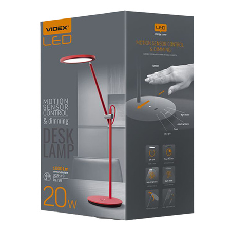 Stolní LED lampa VIDEX. stmívatelná 20W 4100K červená