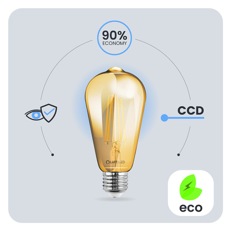 LED žárovka E27 ST64 4W = 35W 440lm 2000K Warm 360° Filament LUMILED