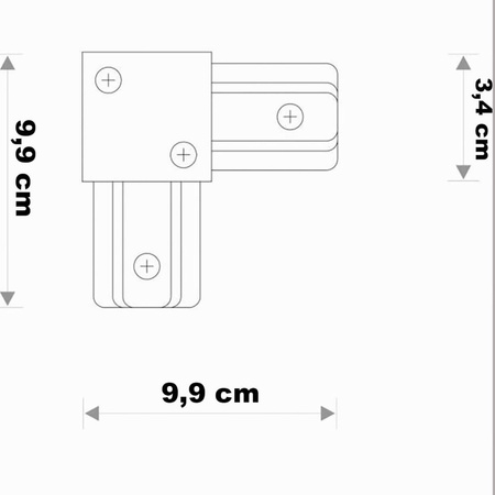 Úhlový rohový konektor pro třífázové přípojnice. černý
