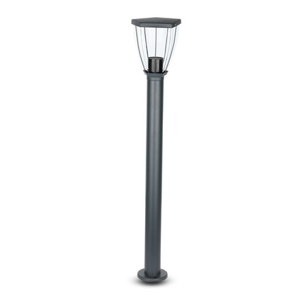 Stožár zahradní lampy 80 cm E27 průhledné stínidlo černé VT-839 V-TAC