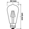 LED žárovka E27 ST64 6,5W = 60W 806lm 2700K teplá bílá 300° Filament OSRAM
