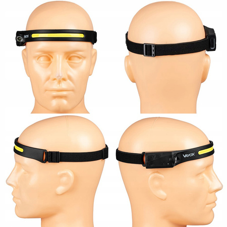 LED dobíjecí čelovka COB+XPE 350lm IPX4 s pohybovým senzorem 5 režimů VAYOX