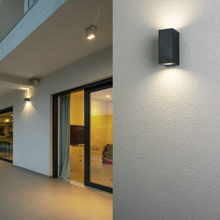Zahradní nástěnná lampa 2x GU10, čtvercové Černá ALLIUM LUMILED