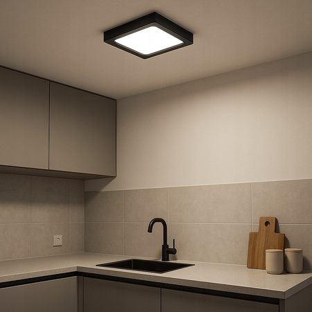 LED panelové stropní svítidlo 12W 960lm 4000K neutrální povrchová montáž čtvercová černá Proma Masterled