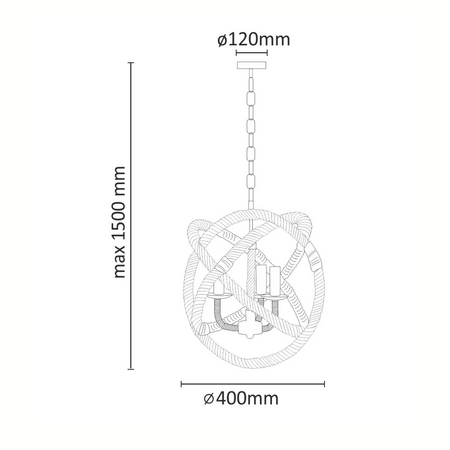 ROPE GLOBO Stropní svítidlo 3xE14 ROPE LOFT Vintage - GOLDLUX (Polux)