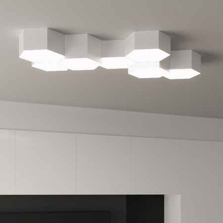 SUNDE 2xE27 LED stropní plafón 15cm šestihranné svítidlo Bílá SOLLUX