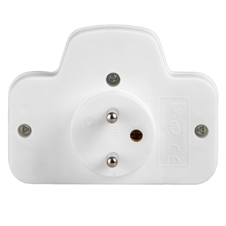 Rozdělovač elektrické sítě 2x 2P+0 Zloděj 2 zásuvky s uzemněním + vypínač VAYOX