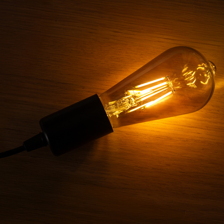 Žárovka LED EDISON E27, ST64 6W = 50W 420lm 2200K Teplá bílá 360° Filament Smokey LUMILED