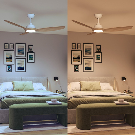 Stropní ventilátor 32W LED stropní svítidlo 24W 2650lm 3000/4300/6500K CCT Brown White + Pilot Olas Philips