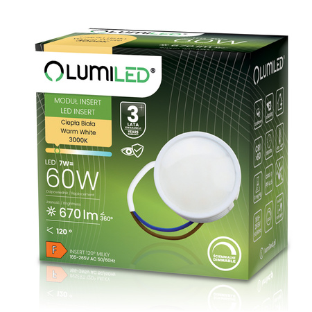 10x LED Zásuvný Modul pro Svítidla Mléčný 7W = 60W 120° 670lm 3000K teplá bílá stmívatelná LUMILED
