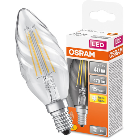 LED žárovka E14 BW35 4W = 40W 470lm 2700K Teplá bílá 300° vlákno OSRAM STAR