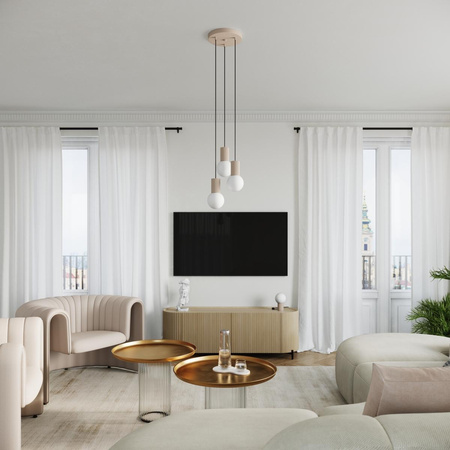 Stropní závěsné svítidlo 3x G9 Round Beige Modern Matte Halo Sollux