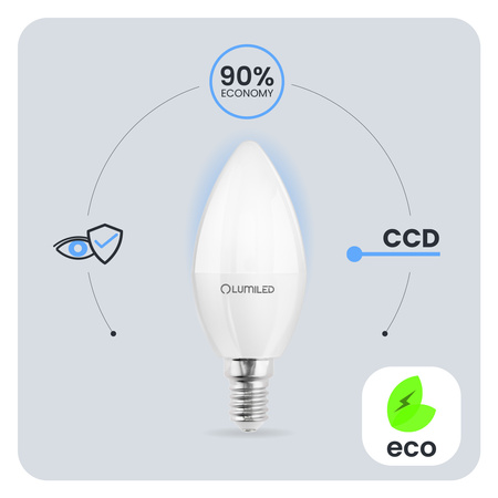 Žárovka LED Svíčka B35, E14 2.5W = 25W 249lm 3000K Teplá bílá 180° LUMILED
