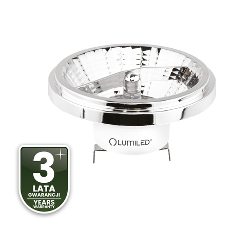 LED žárovka G53 AR111 10W = 75W 1055lm 4000lm neutrální bílá 24° 12V AC/DC Stříbrná LUMILED