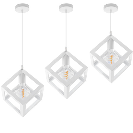 1x E27 Závěsná lampa, geometrická čtvercová Bílá ZWIS TALUS LUMILED