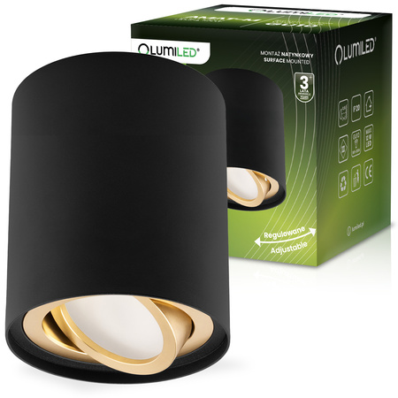 Povrchová montáž HALOGEN Spot Tuba Movable AMAT-M GU10 Round Black-Gold 84mm LUMILED