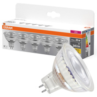 5x LED žárovka MR16 Reflector GU5.3 3,8W = 35W 345lm 2700K Warm 12V 36° BASE Osram