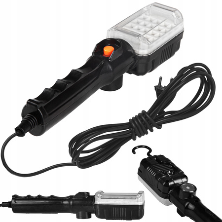 Dílenská LED lampa 230V 12W 960lm Magnetový háček na 5m kabelu