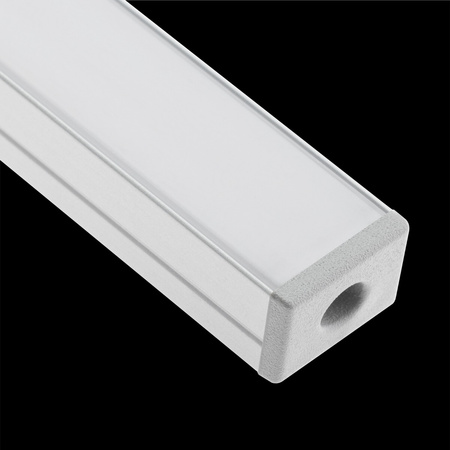 Povrchový Eloxovaný Hliníkový Profil pro LED KM33, Stříbrný 1m + Mléčná Krytka + Záslepky LUMILED