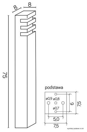Venkovní stojací zahradní lampa POST RADO 1 BL E27 75cm Su-Ma