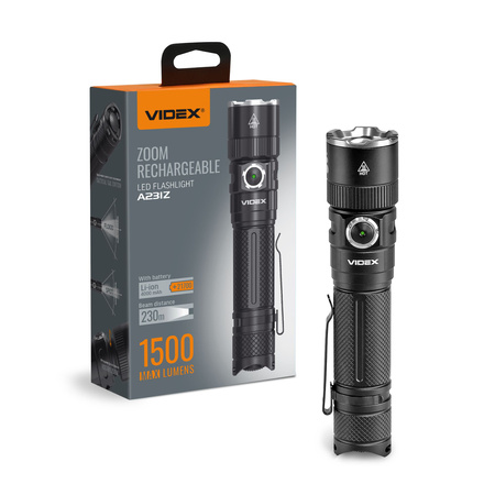 Dobíjecí ruční svítilna LED 20W 1500lm 6 režimů USB-C Vodotěsné IP66 Videx
