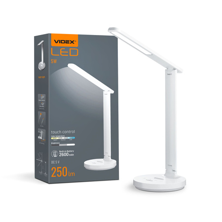 LED 5W 250lm 5000K studená bílá stmívatelná stolní lampa Videx