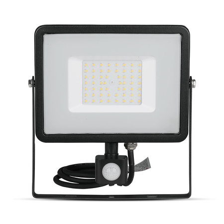 Reflektor LED 50W 4000lm 6400K IP65 Black s pohybovým senzorem a funkcí CUT-OFF Samsung Chip VT-50-SB V-TAC