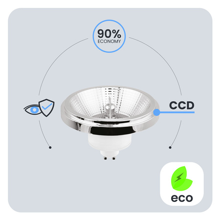 LED žárovka ES111 GU10 10W = 75W 1055lm 4000K neutrální bílá 38° Stříbrná LUMILED