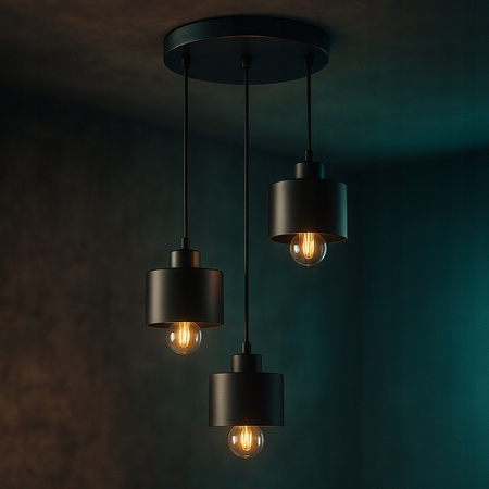 Stropní svítidlo Závěsné svítidlo 3x E27 Round Black Copper Elza Masterled