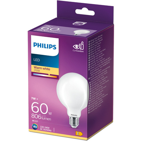 G93 LED žárovka E27 7W = 60W 806lm 2700K Teplá bílá PHILIPS