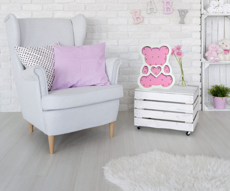 Dřevěná dekorativní noční lampa BEAR PINK LED hřejivá GOLDLUX (Polux) lampička pro děti