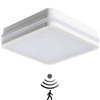 Plafond LED stropní světlo s pohybovým senzorem 18W 1550lm 4000K neutrální IP54 čtvercová bílá BENO KANLUX