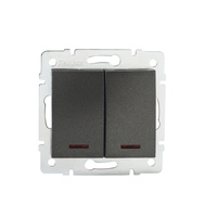 Vypínač dvojitý osvětlený 10A Square Graphite LOGI Kanlux