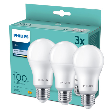 3x LED žárovka E27 A67 13W = 100W 1521lm 4000K Neutrální bila PHILIPS