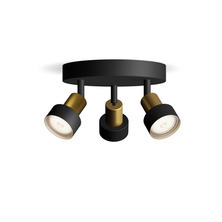 Reflektorové stropní svítidlo 3x GU10 černá-měděný vodič Philips