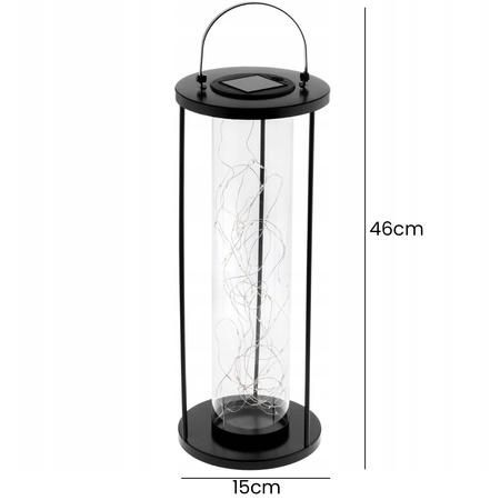 LED solární lampa Venkovní zahradní stojací závěsná lucerna 3000K IP44 46cm soumrakový senzor